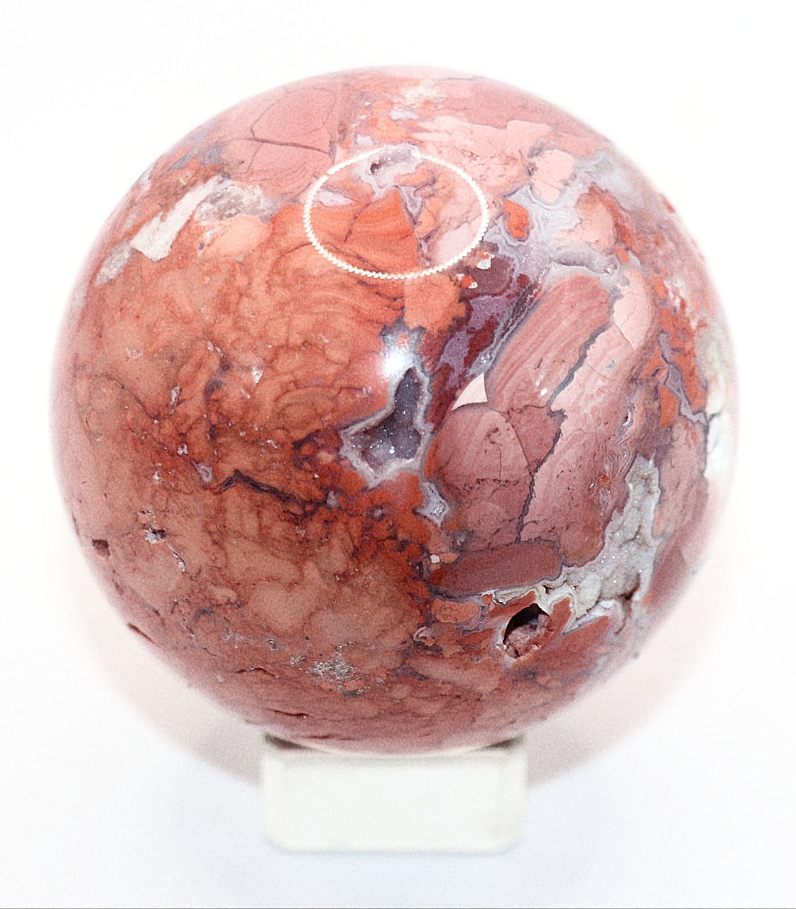 Cotton Candy Agate Gemstone Clear Sphere  Stand