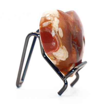 Flower Agate Gemstone Curved Heart & Stand