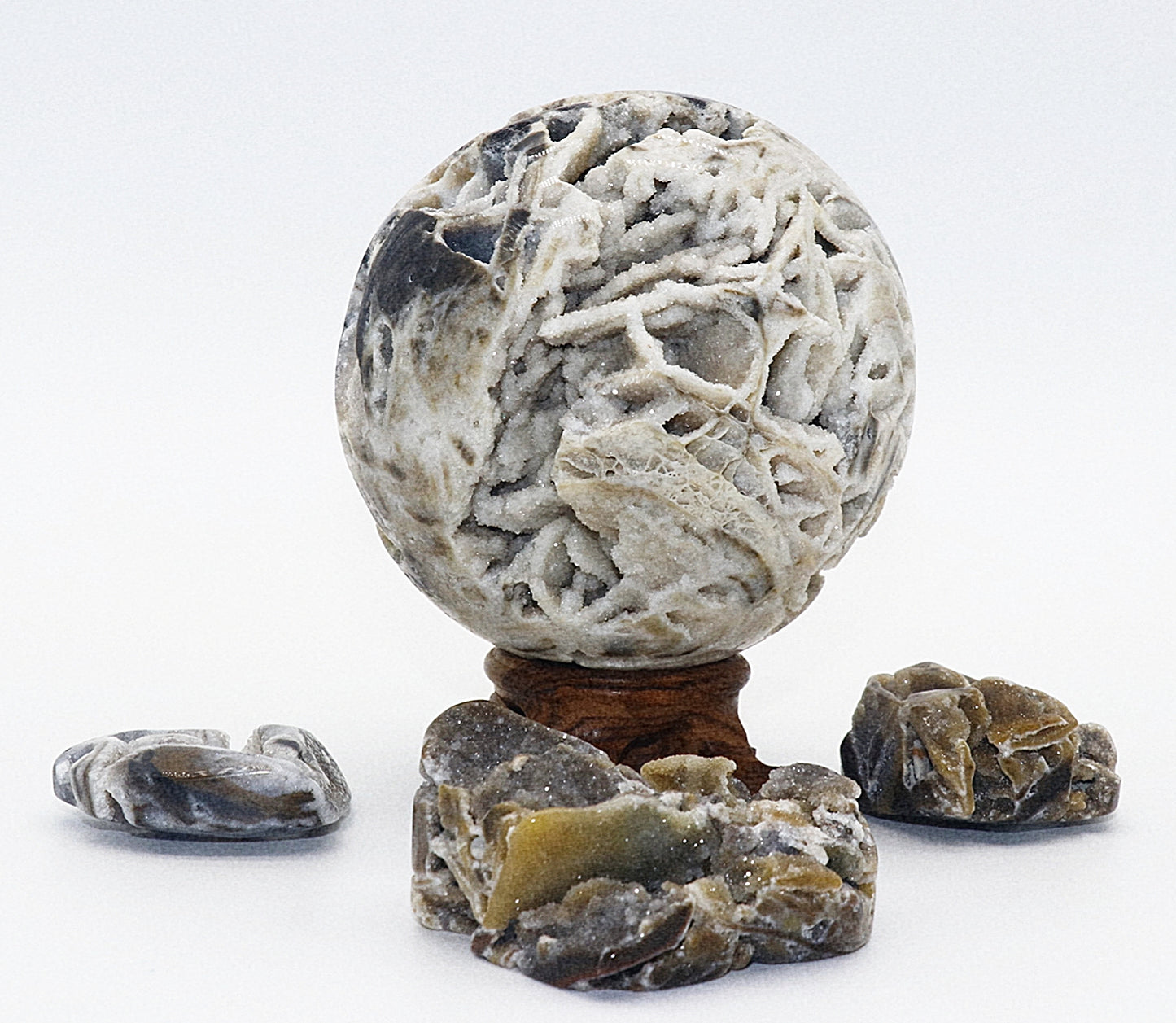 Gemstone Spheres & Stands Sphalerite Gemstone Sphere & Wooden Tree Stand