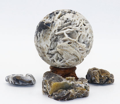 Gemstone Spheres & Stands Sphalerite Gemstone Sphere & Wooden Tree Stand