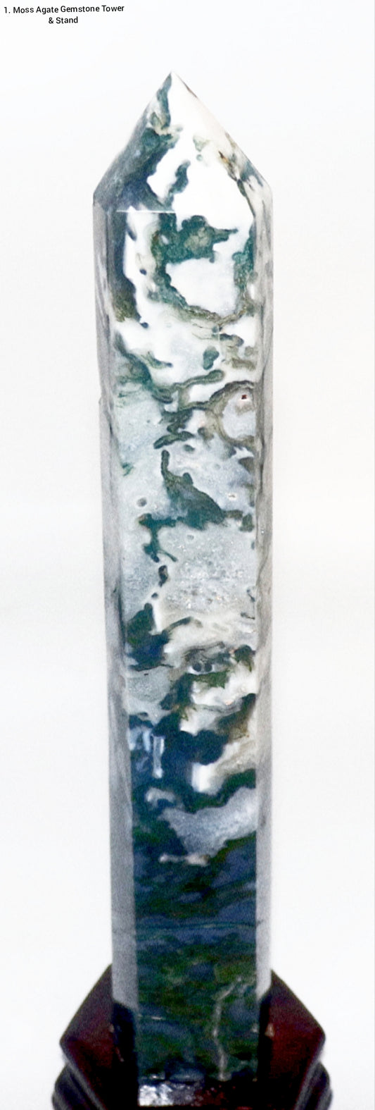 Green Moss Agate Gemstone Tower