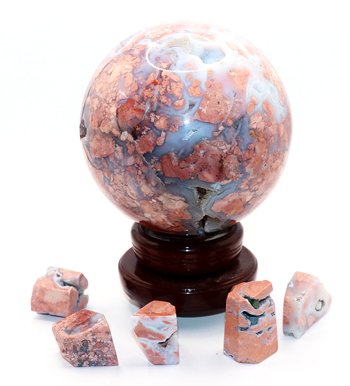 Cotton Candy Agate Gemstone Clear Sphere  Stand