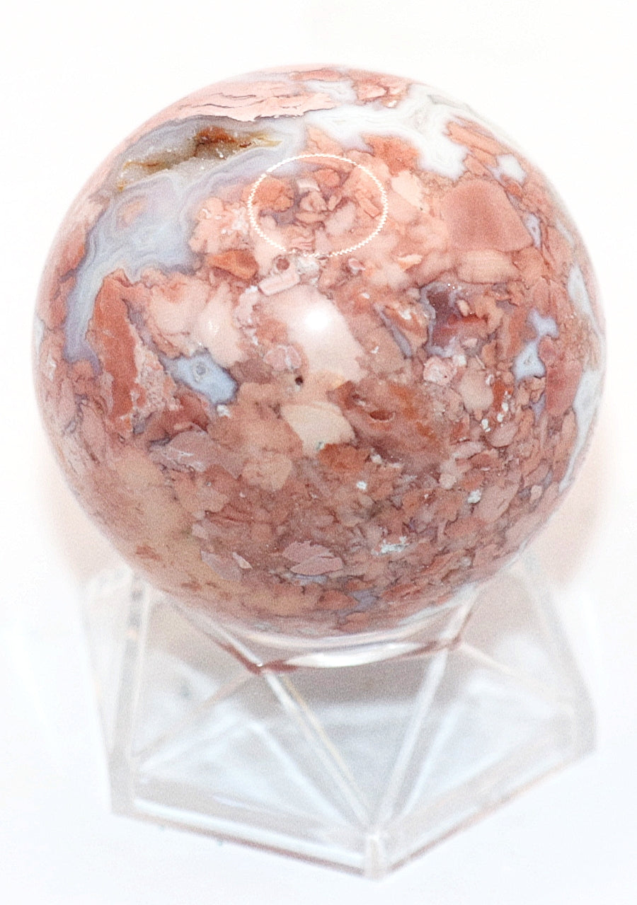 Cotton Candy Agate Gemstone Clear Sphere  Stand