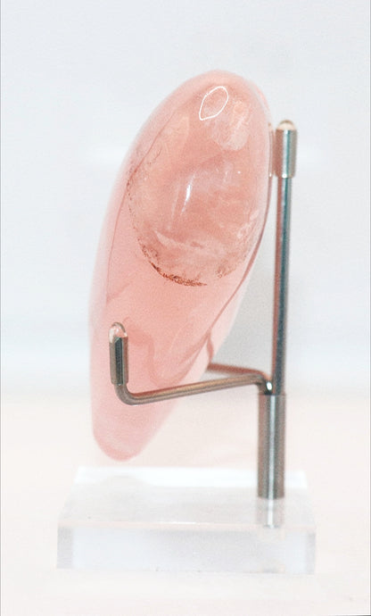 Rose Quartz Gemstone Carved Hearts & Stand