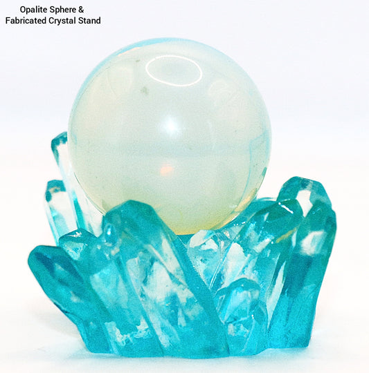 Opalite Sphere & Fabricated Crystal Stand