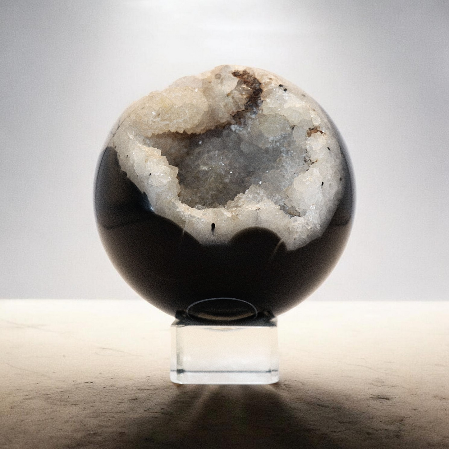 Gemstone Spheres & Stands Black Banded Agate Sphere & Clear Square Sphere Stand