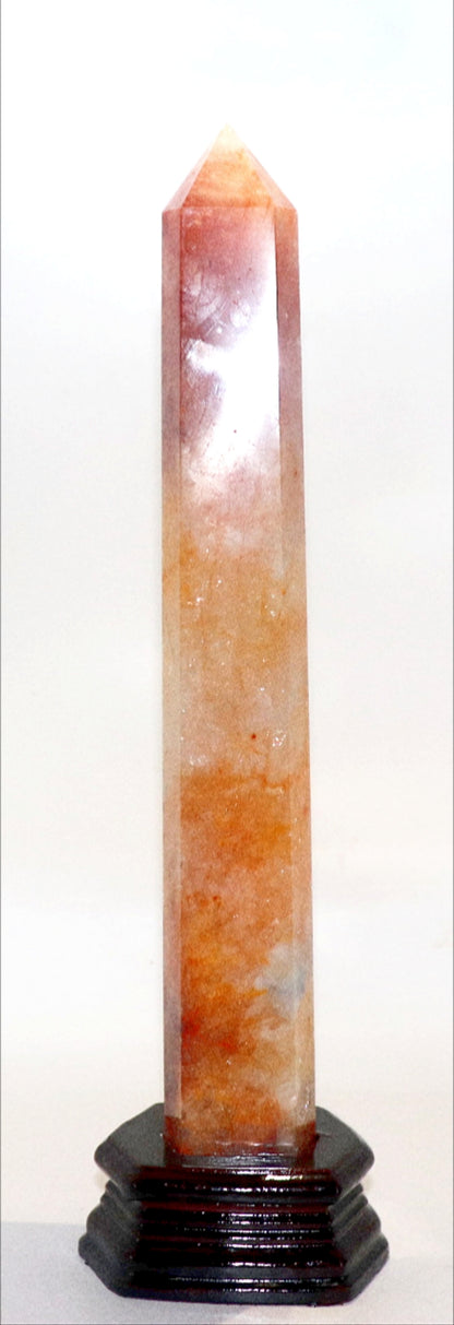 Rare Fire Quartz fussed with Golden Healer Gemstone Towers