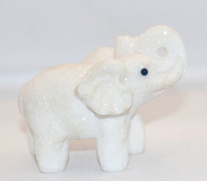 White Jade Gemstone Carved Elephant