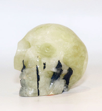 Rare Yellow Citrine Fussed With Black Tourmaline Gemstone Curved Skulls