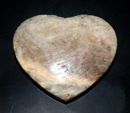 Blue Flash Moonstone Carved Hearts Gemstone & Stand