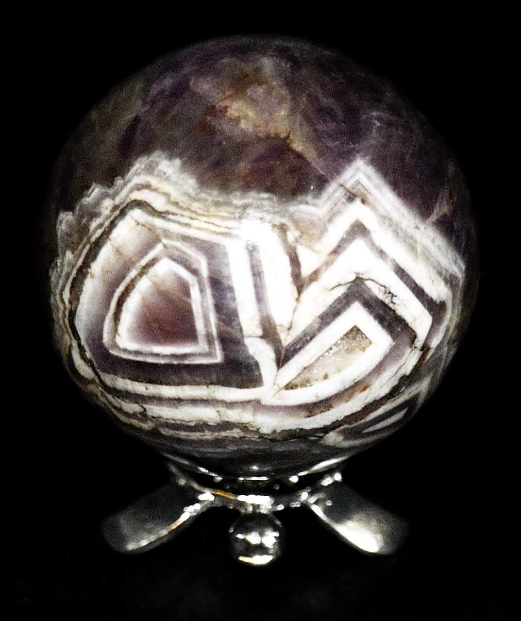 35 - 45mm Dream Purple Amethyst Sphere & Silver Turtle Sphere Stand
