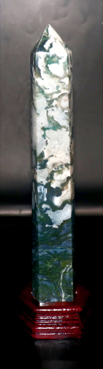 Green Moss Agate Gemstone Tower
