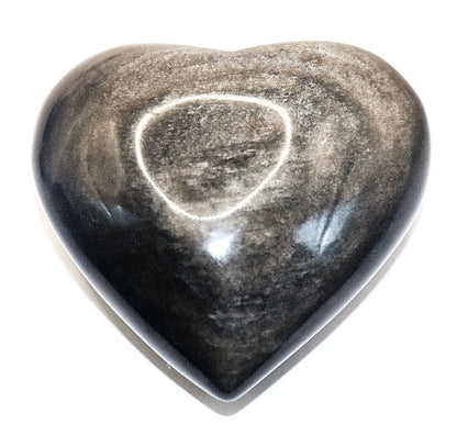 Silver Sheen Black Obsidian Gemstone Carved Heart