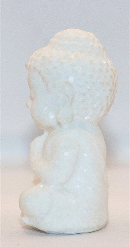 White Jade Gemstone Carved of Buddha Meditating
