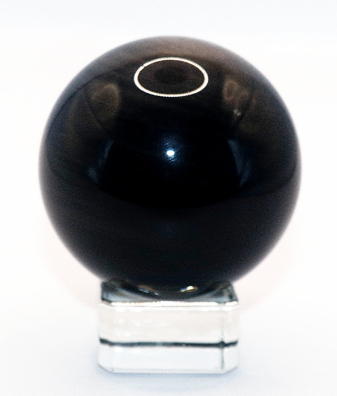 Black Silver Sheen Obsidian Gemstone Sphere & Clear Square Sphere Stand