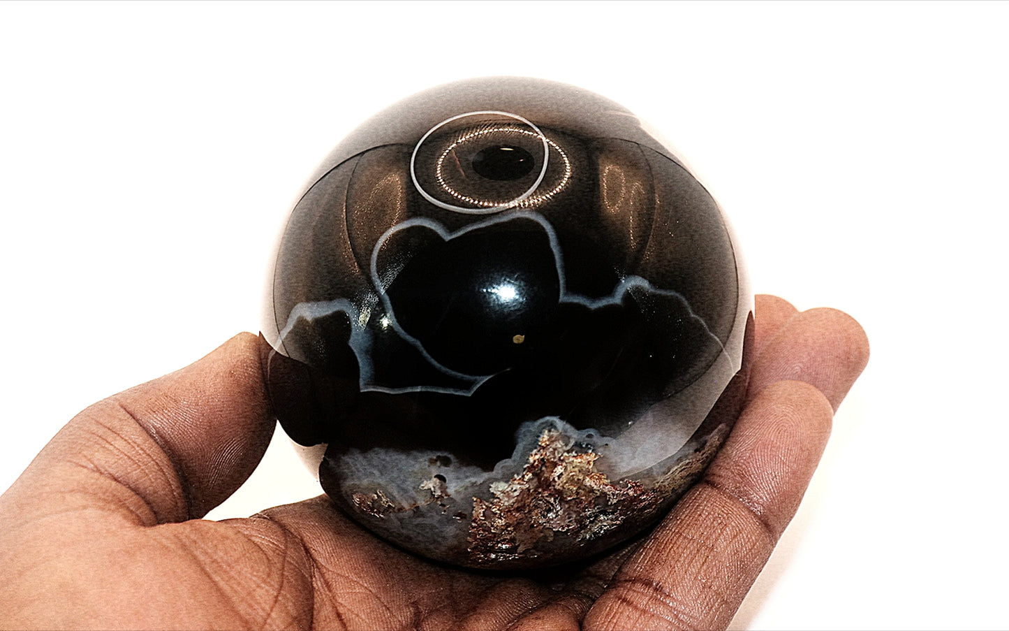 Gemstone Spheres & Stands Black Banded Agate Sphere & Clear Square Sphere Stand