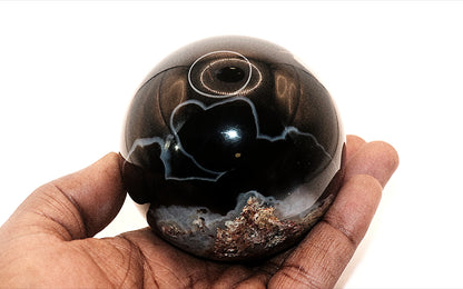 Gemstone Spheres & Stands Black Banded Agate Sphere & Clear Square Sphere Stand