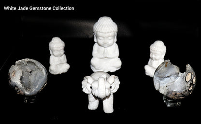 White Jade Gemstone Carved Elephant