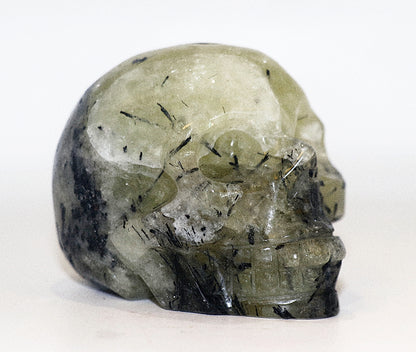 Rare Yellow Citrine Fussed With Black Tourmaline Gemstone Curved Skulls
