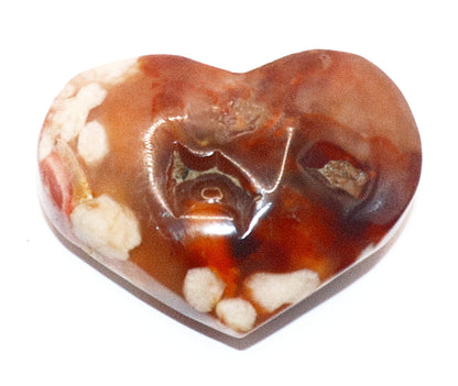 Flower Agate Gemstone Curved Heart & Stand