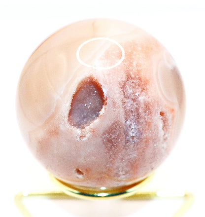 Rare Pink Amethyst Gemstone Sphere & Golden Triangle Sphere Holder