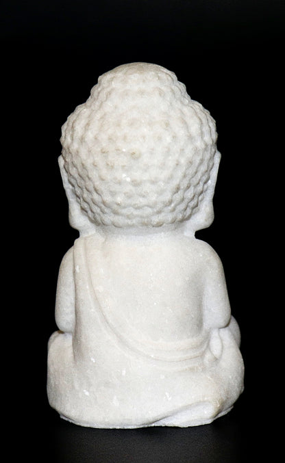 White Jade Gemstone Carved of Buddha Meditating