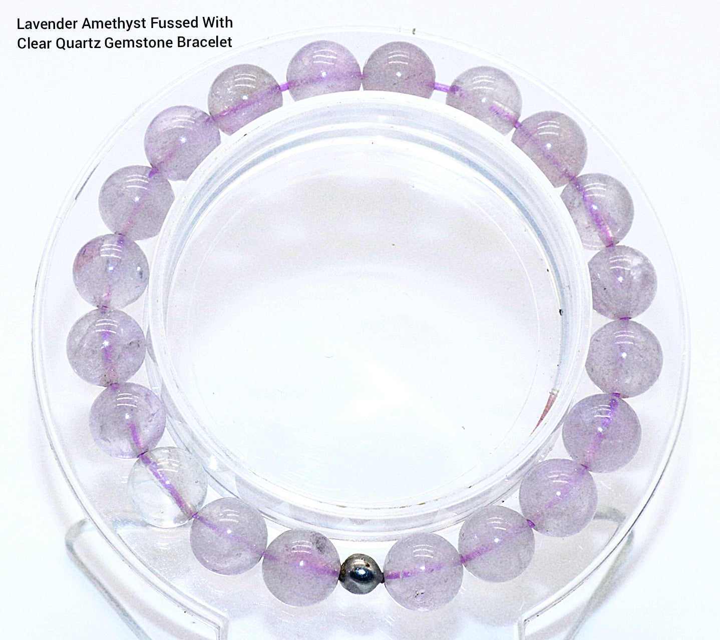 Lavender Amethyst Fussed  Clear Quartz Gemstone Bracelet