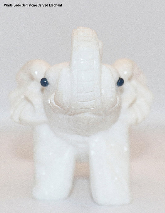 White Jade Gemstone Carved Elephant