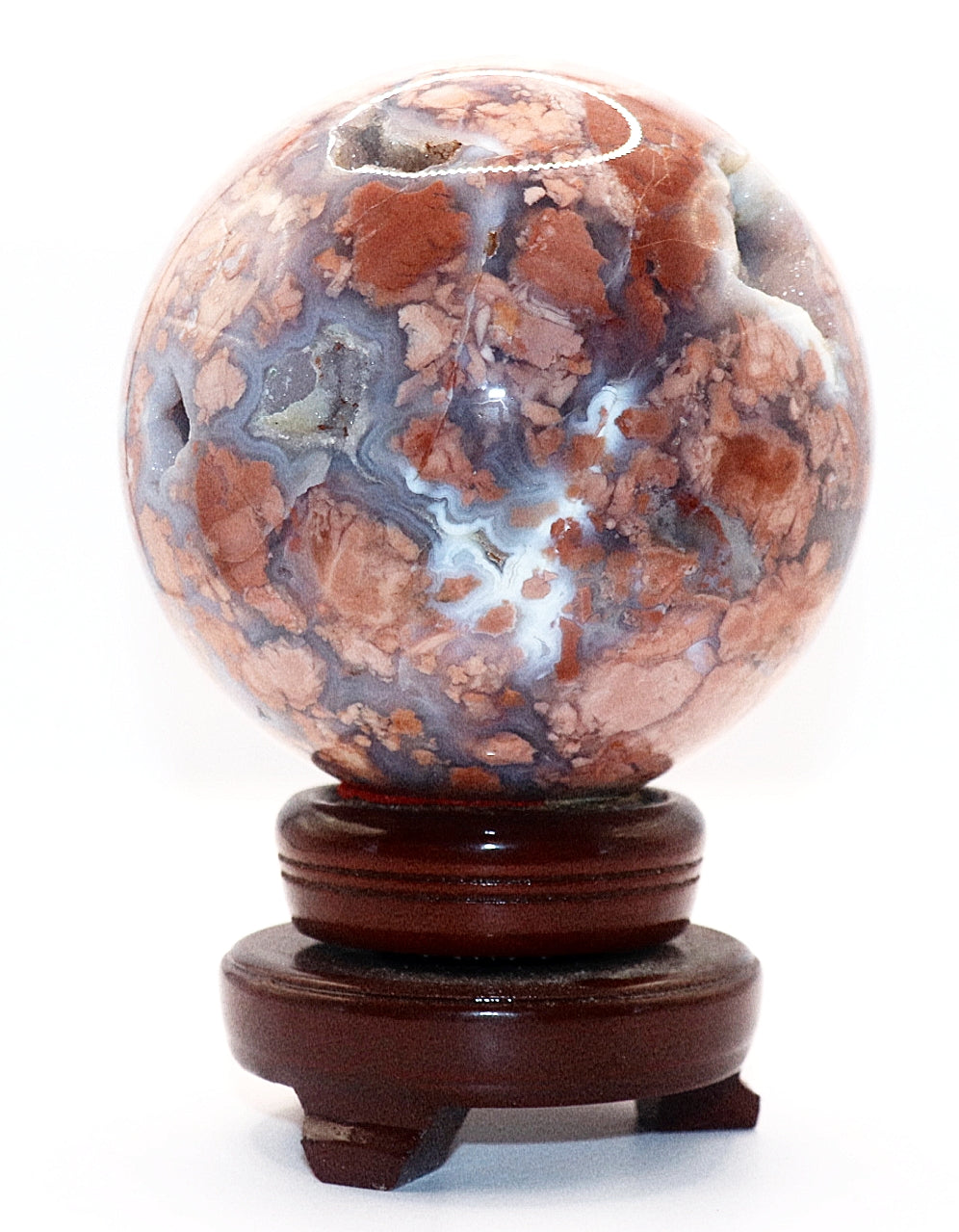Cotton Candy Agate Gemstone Clear Sphere  Stand