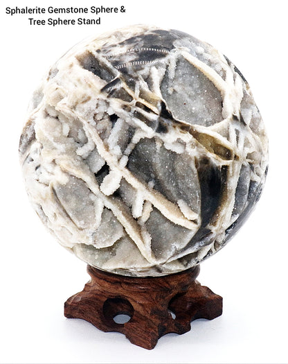 Gemstone Spheres & Stands Sphalerite Gemstone Sphere & Wooden Tree Stand