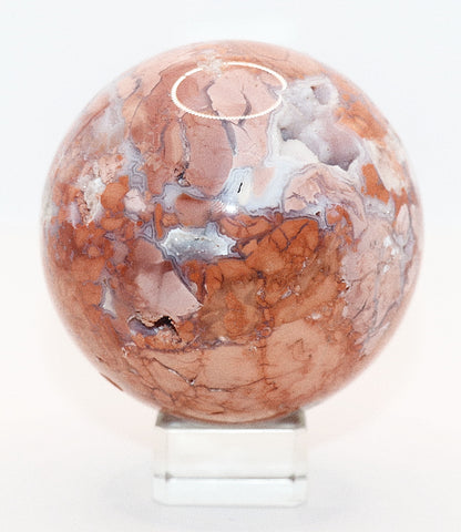 Cotton Candy Agate Gemstone Clear Sphere  Stand