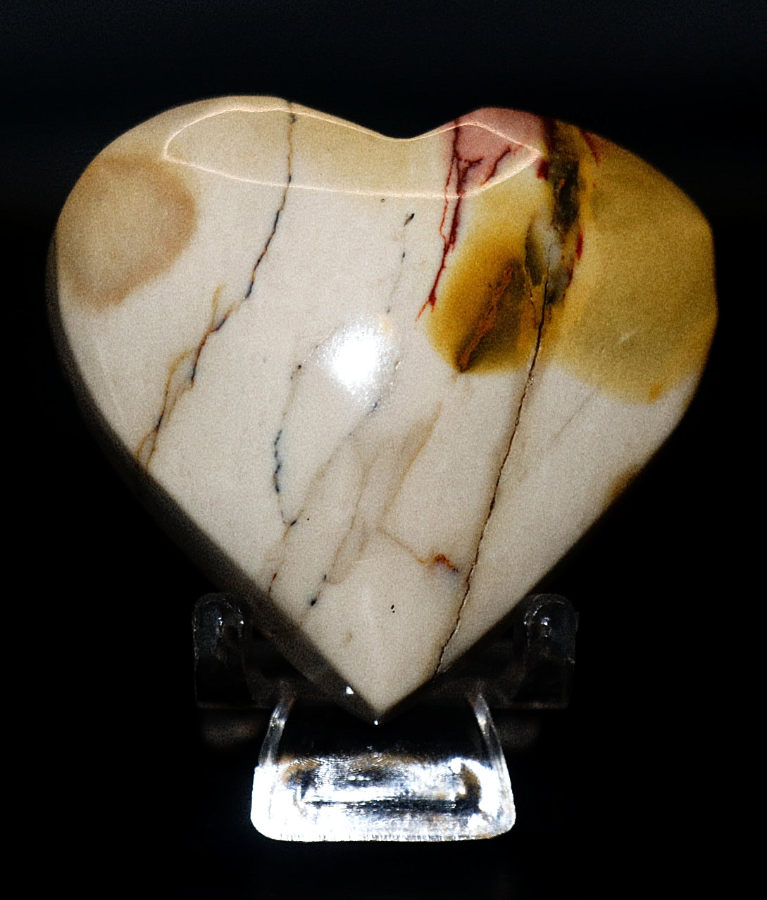 Mookaite Jasper Gemstone Carved Heart & Heart Stand