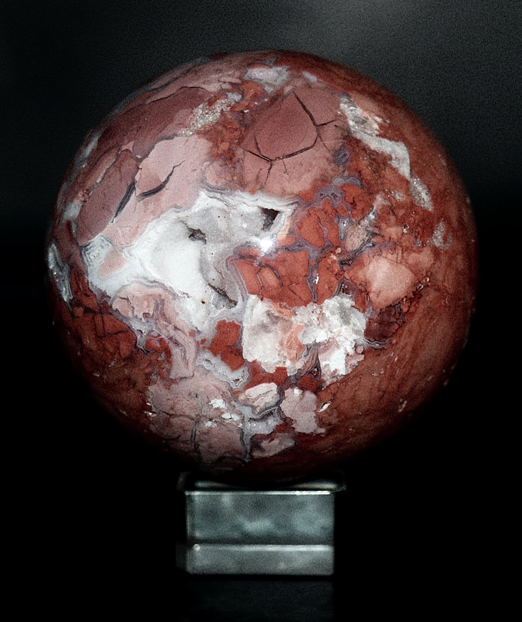 Cotton Candy Agate Gemstone Clear Sphere  Stand