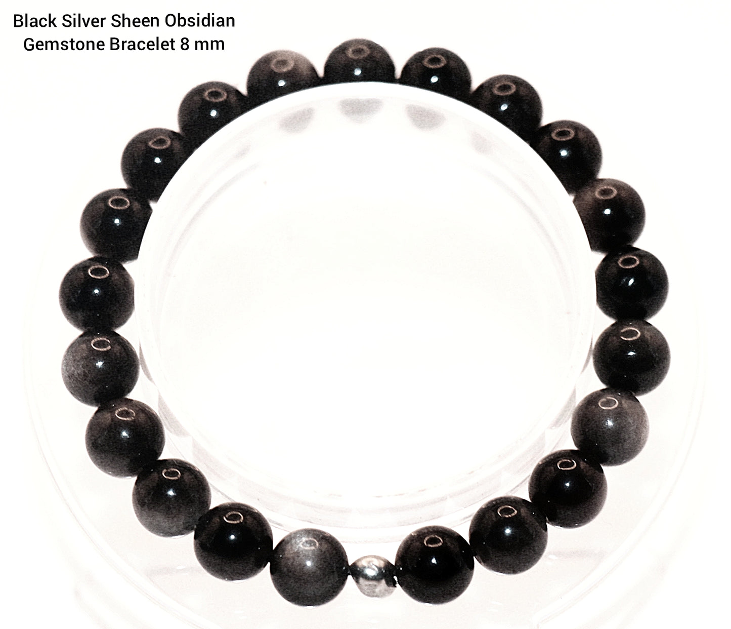 Black Silver Sheen Obsidian Gemstone Bracelet