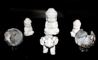 White Jade Gemstone Carved of Buddha Meditating