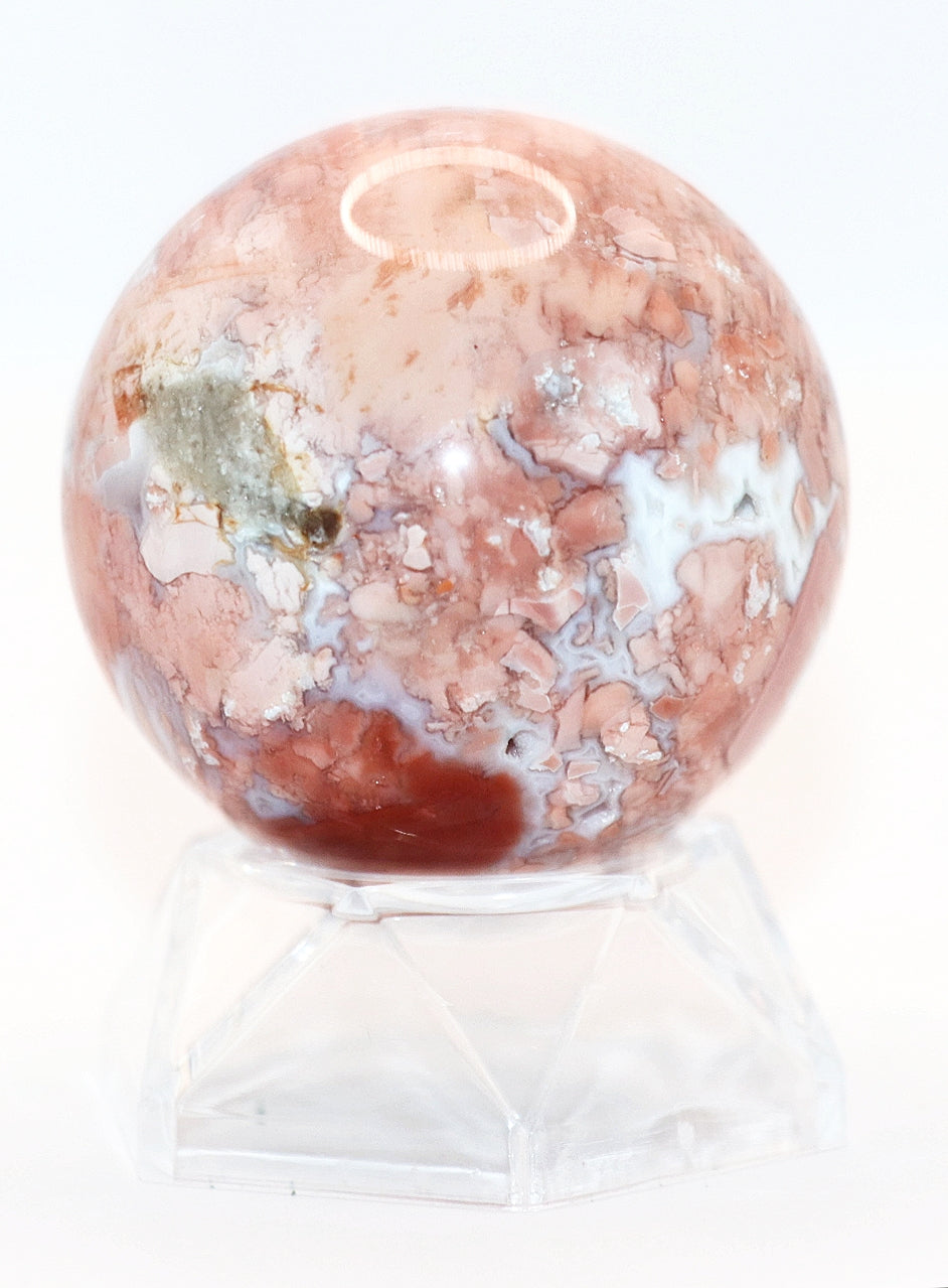 Cotton Candy Agate Gemstone Clear Sphere  Stand