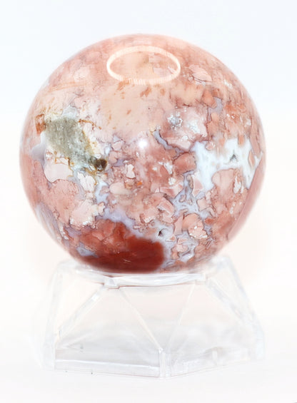 Cotton Candy Agate Gemstone Clear Sphere  Stand