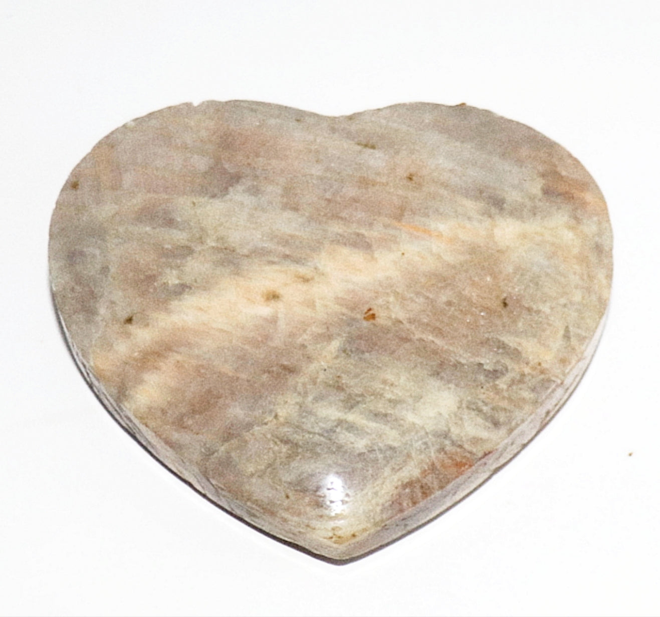 Blue Flash Moonstone Carved Hearts Gemstone & Stand