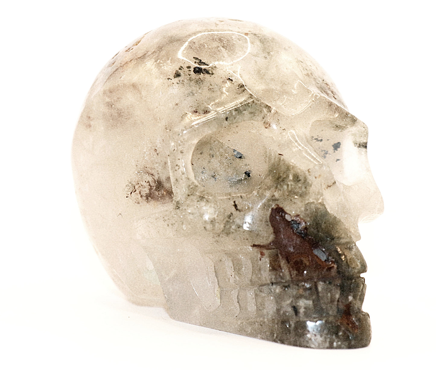 Rare Garden Quartz Gemstone Curved Skull