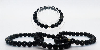 Black Silver Sheen Obsidian Gemstone Bracelet