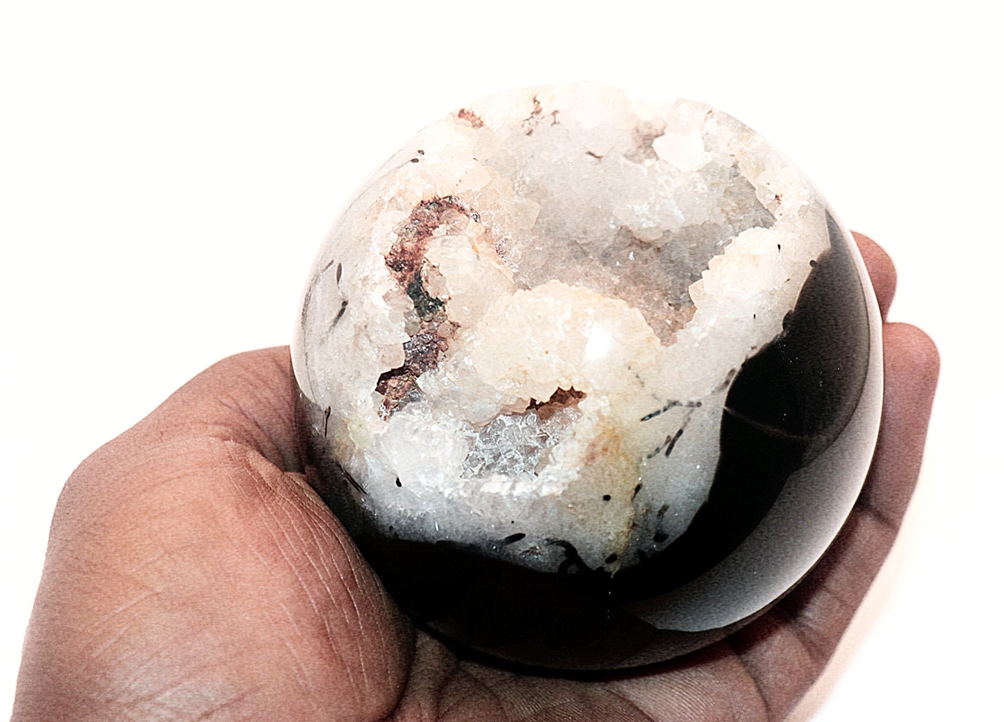 Gemstone Spheres & Stands Black Banded Agate Sphere & Clear Square Sphere Stand