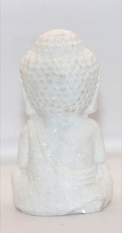 White Jade Gemstone Carved of Buddha Meditating