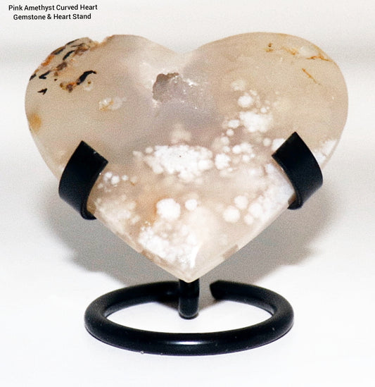 Amethyst Curved Heart Gemstone & Heart Stand