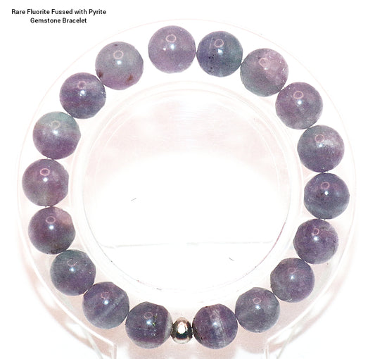 Rare Fluorite Fussed with Pyrite Gemstone Bracelet