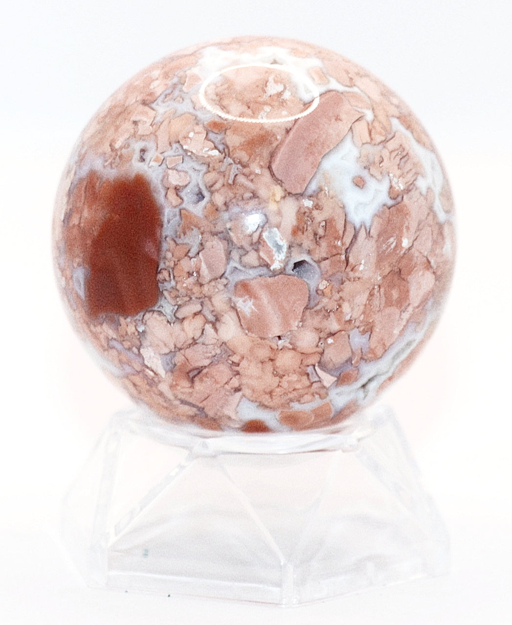 Cotton Candy Agate Gemstone Clear Sphere  Stand