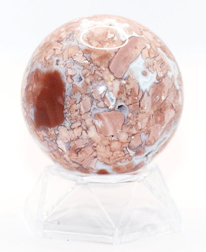Cotton Candy Agate Gemstone Clear Sphere  Stand