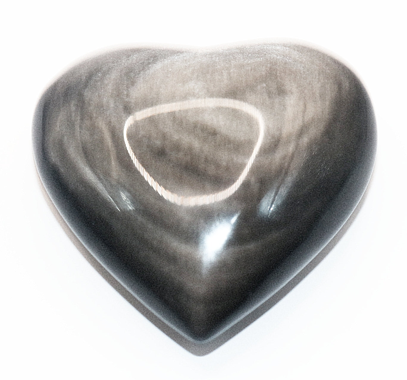 Silver Sheen Black Obsidian Gemstone Carved Heart