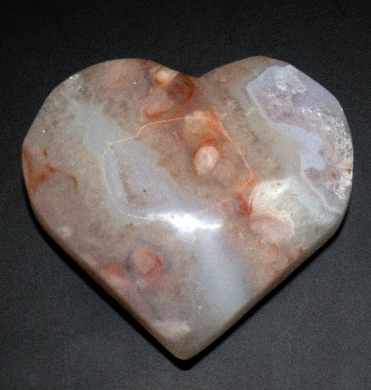 Flower Agate Gemstone Carved Heart shaped