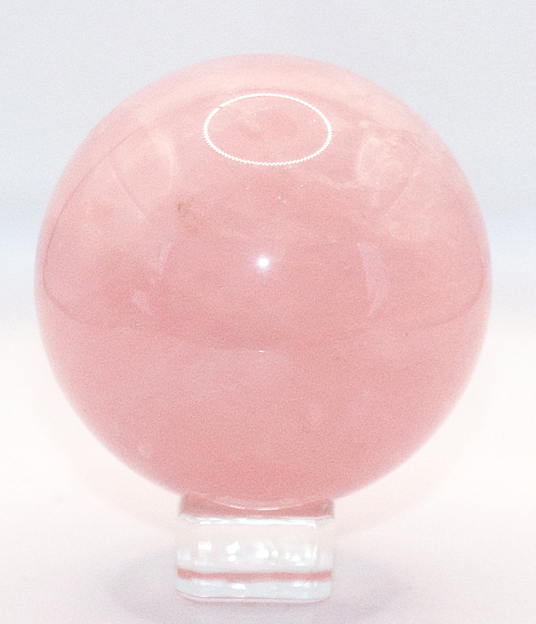 Buddha Meditating Carving & 60-70mm Rose Quartz Gemstone Sphere & Square Glass Stand