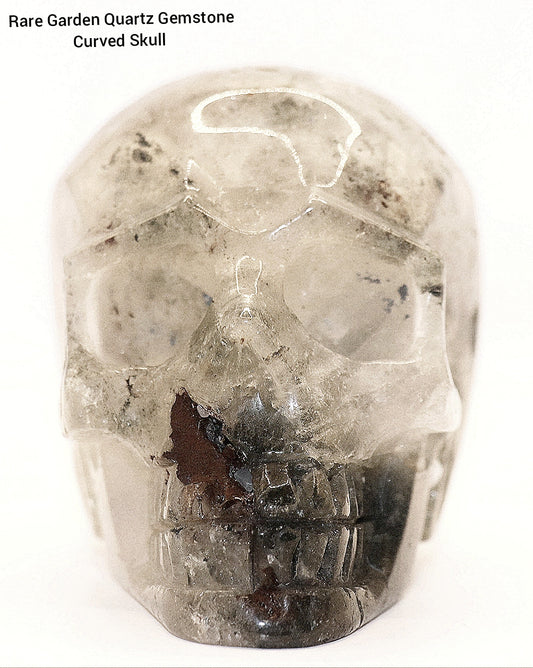 Rare Garden Quartz Gemstone Curved Skull